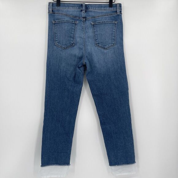 J Brand Womens Jeans Blue Size 27 Ruby Cropped Cigarette Gossamer Mesh Hem Denim - Picture 5 of 10
